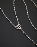 Collana stile rosario in acciaio - Cuore e lucchetto cuore