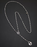 Collana stile rosario in acciaio - Fiore gotico e lucchetto cuore
