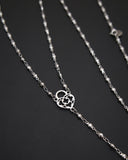 Collana stile rosario in acciaio - Lucchetto cuore traforato e Chiave cuore