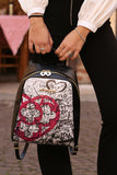 Zaino in pelle - Graffito nero
