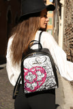 Zaino in pelle - Graffito nero