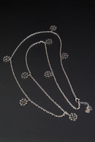Collana lunga 8 pendenti in acciaio - Fiore gotico