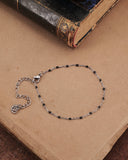 Bracciale base in acciaio e perline nere- Cuore