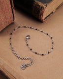 Bracciale base in acciaio e perline nere- Cuore