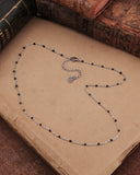 Collana base in acciaio con perline nere - Cuore