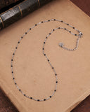 Collana base in acciaio con perline nere - Fiore gotico