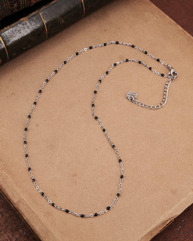 Collana base in acciaio con perline nere - Fiore gotico