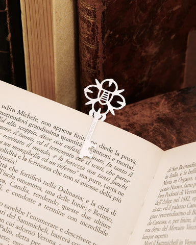 Segnalibro in acciaio - Chiave fiore scudo