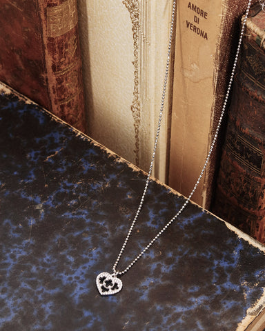 Collana argento con pendente cuore in Zirconi - Bianco