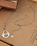 Collana corta con sfere in acciaio - Lucchetto cuore