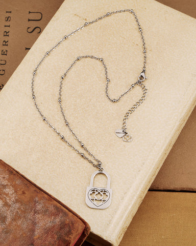 Collana corta con sfere in acciaio - Lucchetto