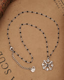Collana corta con sfere nere in acciaio - Fiore gotico