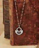 Collana corta con sfere nere in acciaio - Lucchetto cuore