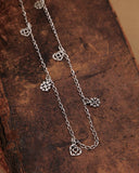 Collana girocollo in acciaio con 6 mini pendenti Cuore e Fiore gotico