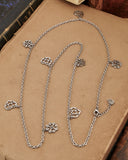 Collana lunga 8 pendenti in acciaio - Cuore e Fiore gotico