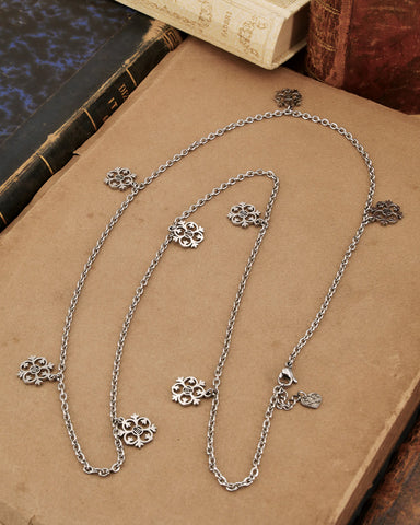 Collana lunga 8 pendenti in acciaio - Fiore gotico