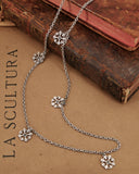 Collana lunga 8 pendenti in acciaio - Fiore gotico