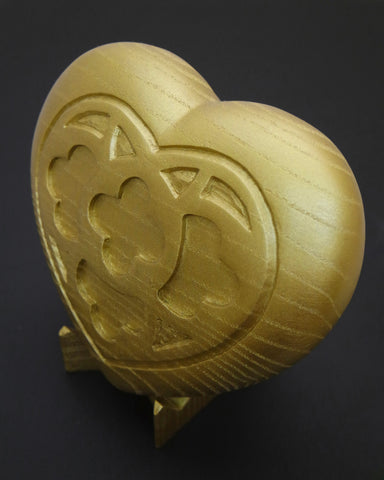 "Ferma carte" cuore in legno - Finitura oro