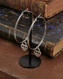 Orecchini cerchio in acciaio - Lucchetto cuore traforato