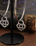 Orecchini cerchio in acciaio - Lucchetto cuore traforato