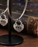 Orecchini cerchio in acciaio - Lucchetto cuore