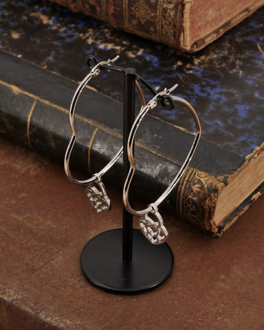 Orecchini cerchio "cuore" in acciaio - Lucchetto cuore traforato