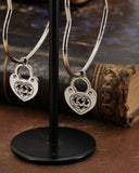 Orecchini cerchio "cuore" in acciaio - Lucchetto cuore