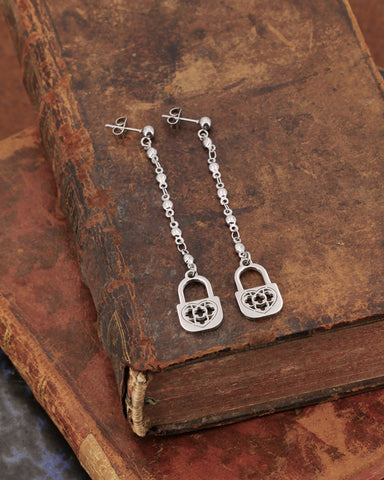Orecchini pendenti in acciaio - Lucchetto