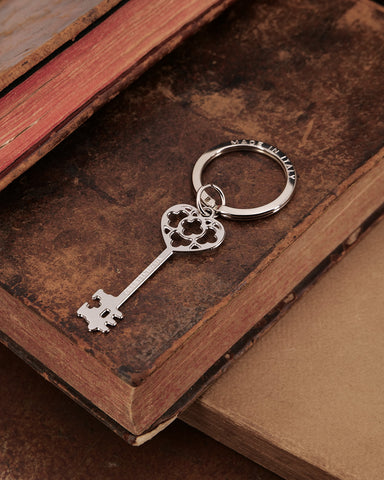 Portachiavi in acciaio satinato - Chiave media cuore