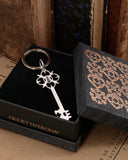 Portachiavi in acciaio satinato  - Chiave grande Fiore