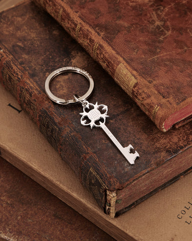 Portachiavi in acciaio satinato - Chiave media fiore