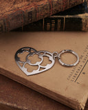 Portachiavi grande in acciaio satinato - Cuore diagonale