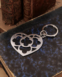 Portachiavi grande in acciaio satinato - Cuore diagonale