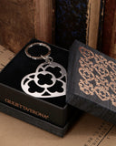 Portachiavi grande in acciaio satinato - Cuore diagonale