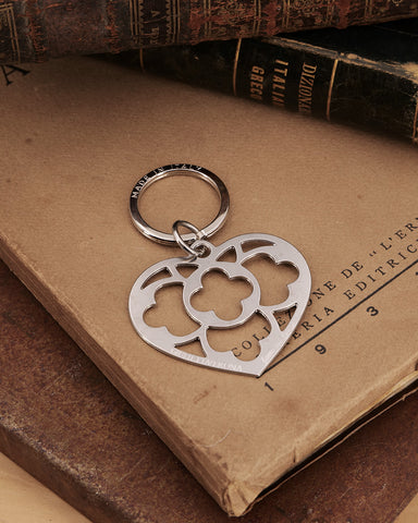 Portachiavi grande in acciaio satinato - Cuore