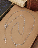 Collana stile rosario in acciaio - Lucchetto cuore e Chiave cuore