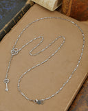 Collana stile rosario in acciaio - Lucchetto cuore traforato e Chiave cuore