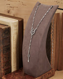 Collana stile rosario in acciaio - Lucchetto cuore traforato e Chiave fiore gotico