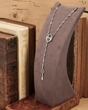 Collana stile rosario in acciaio - Lucchetto cuore e Chiave fiore gotico