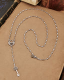 Collana stile rosario in acciaio - Lucchetto cuore e Chiave fiore gotico