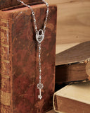 Collana stile rosario in acciaio - Lucchetto cuore e Chiave fiore gotico