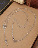 Collana stile rosario in acciaio - Lucchetto e Chiave fiore gotico
