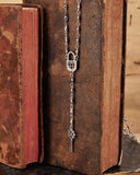 Collana stile rosario in acciaio - Lucchetto e Chiave fiore gotico