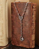 Collana stile rosario in acciaio - Cuore e lucchetto cuore