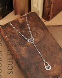 Collana stile rosario in acciaio - Cuore e lucchetto