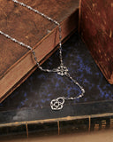 Collana stile rosario in acciaio - Fiore gotico e lucchetto cuore traforato