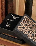 Collana stile rosario in acciaio - Fiore gotico e lucchetto cuore traforato