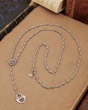 Collana stile rosario in acciaio - Fiore gotico e lucchetto cuore