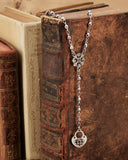 Collana stile rosario in acciaio - Fiore gotico e lucchetto cuore