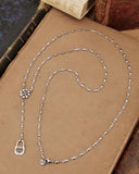 Collana stile rosario in acciaio - Fiore gotico e lucchetto